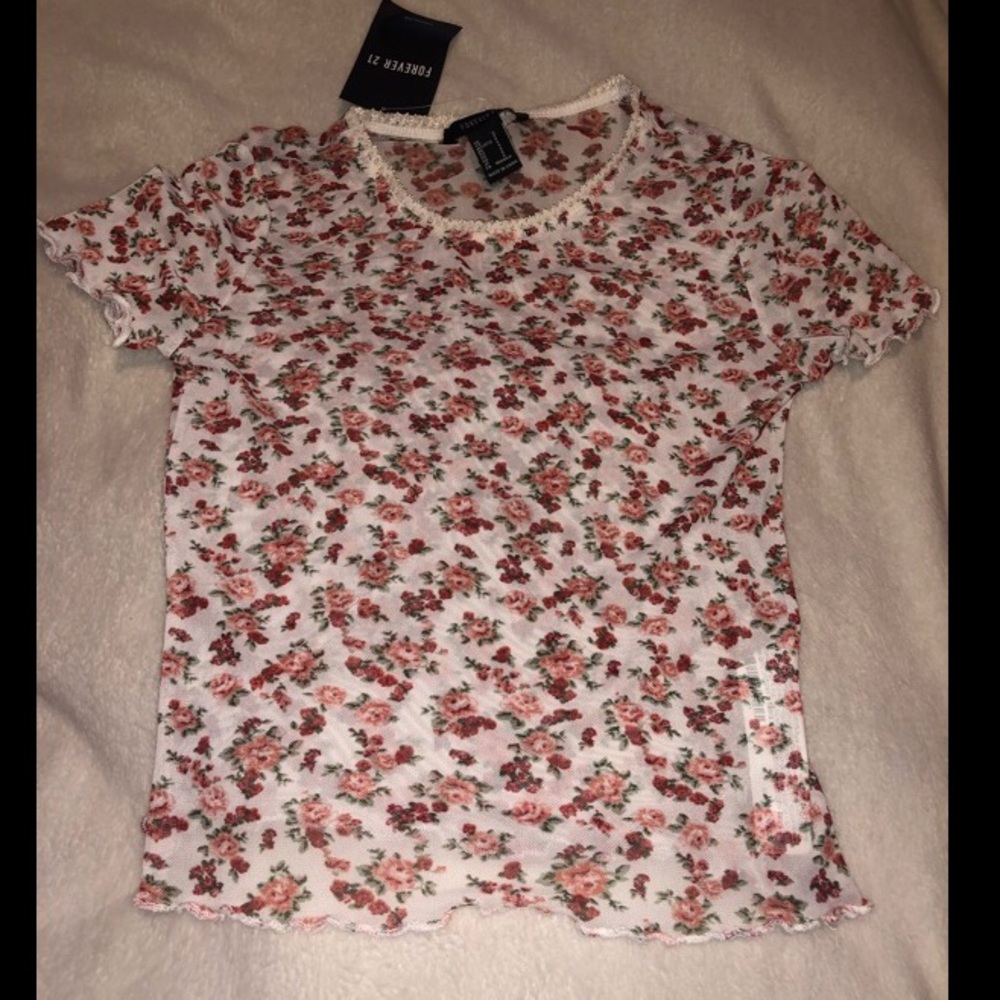 Floral mesh top